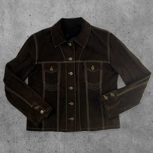 Brown Suede Contrast Stitch Jacket
